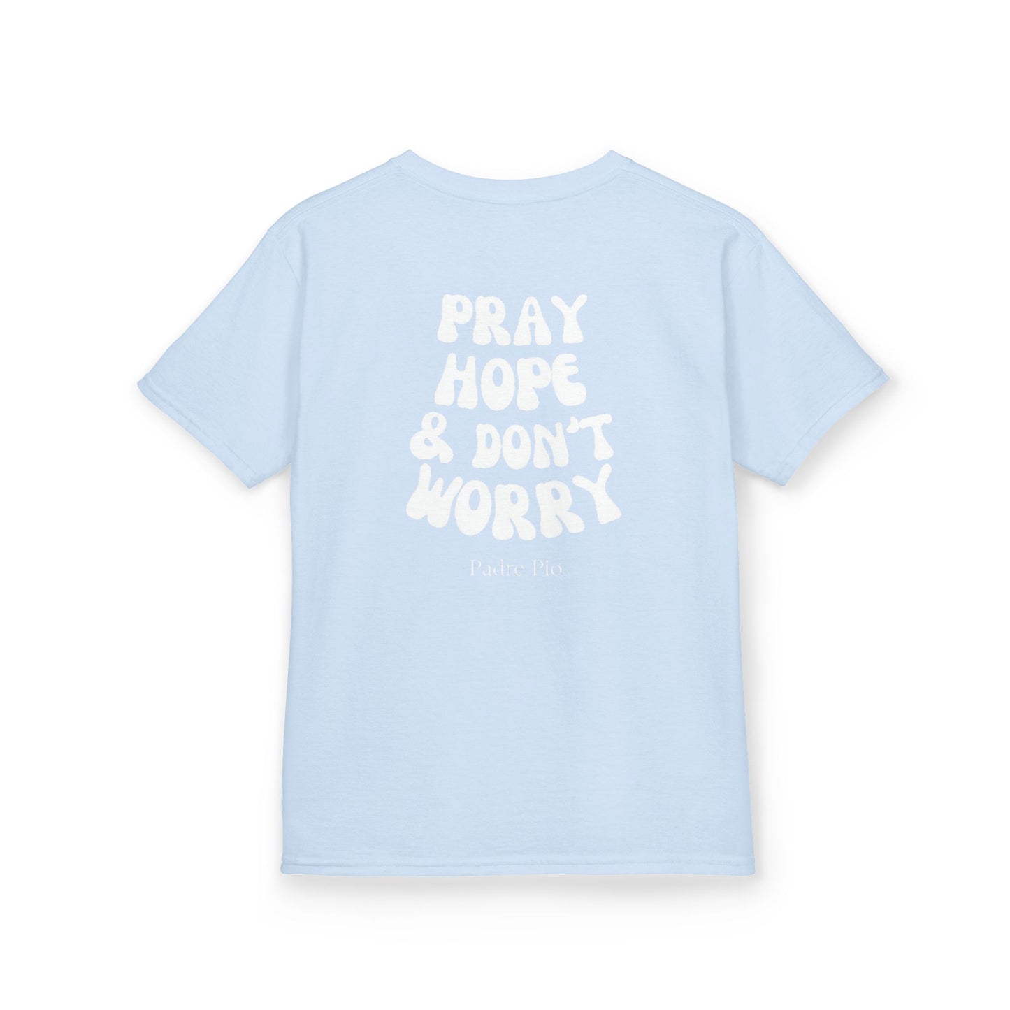 Inspirational Kids Tee, Black Cotton Shirt, Pray Hope Don't Worry, Kids Clothing, Motivational Gift, Everyday Wear